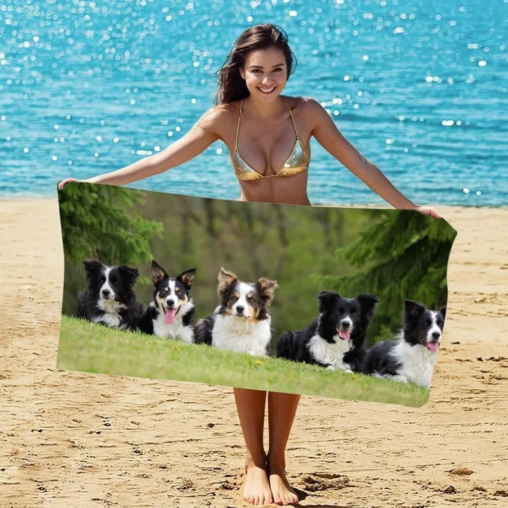 👣4/$20. Border Collie Print Beach Towel Soft, Absorbent, and Lightweigh. NWT